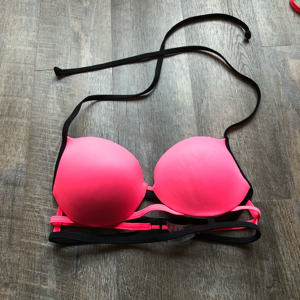 Hot Pink and Black PINK bikini